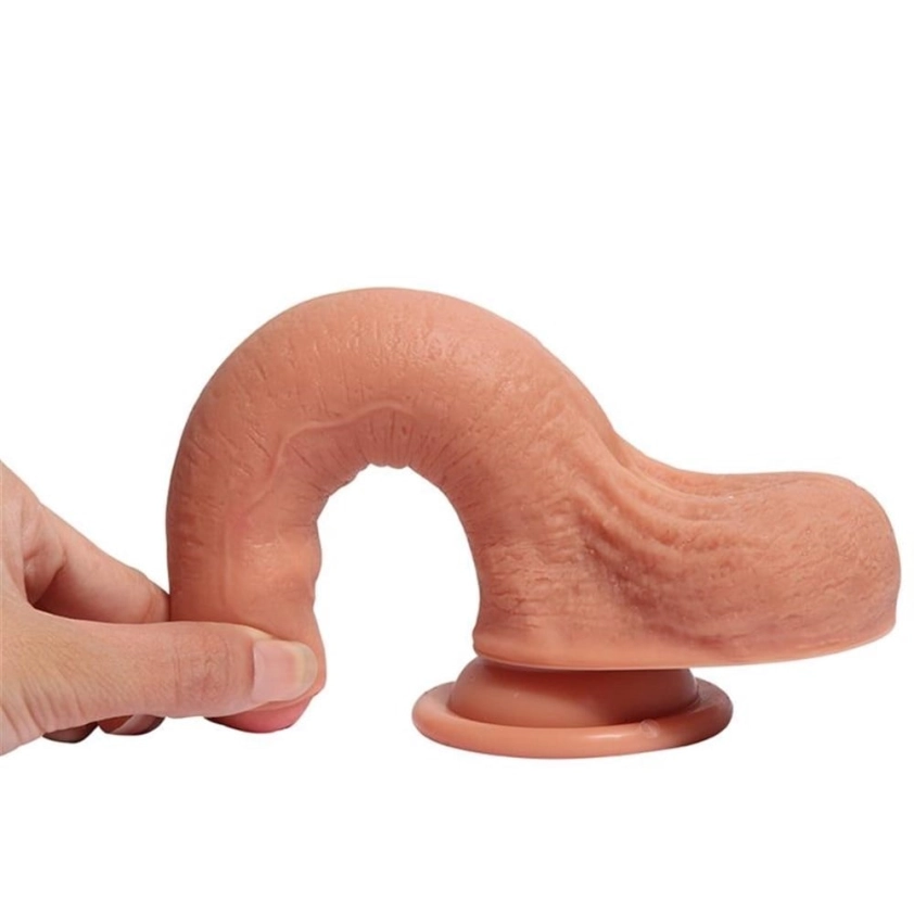 #12542 - 18 cm Et Dokulu Gerçekçi Çift Katmanlı Sünnetsiz Silikon Penis Azazel