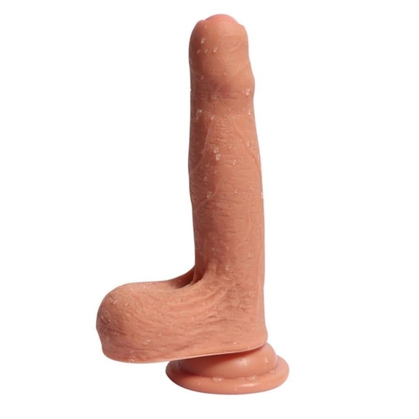 #12544 - 18 cm Et Dokulu Gerçekçi Çift Katmanlı Sünnetsiz Silikon Penis Azazel