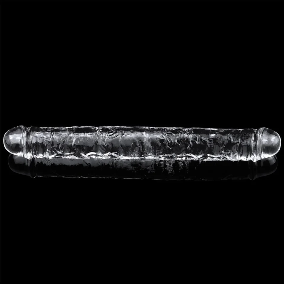 #10988 - 30 cm Şeffaf Çift Taraflı Realistik Dildo Anal Vajinal Penis