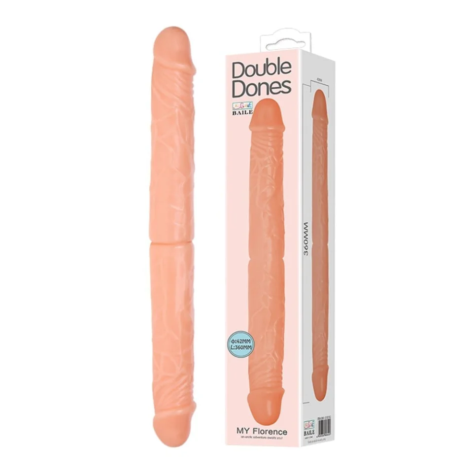 #11011 - 36 cm Çift Taraflı Realistik Dildo Anal Vajinal Penis