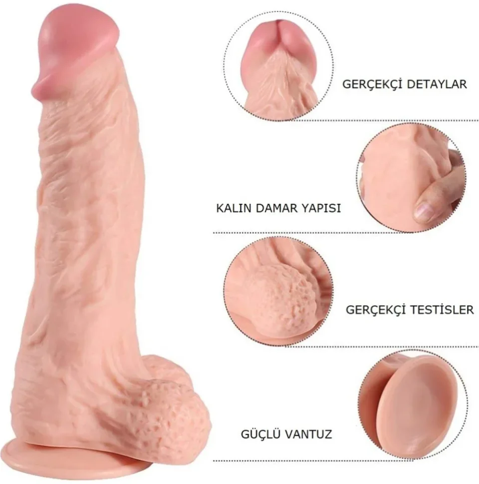 #11023 - 32,5 cm Realistik Büyük Boy Kalın Dildo Penis