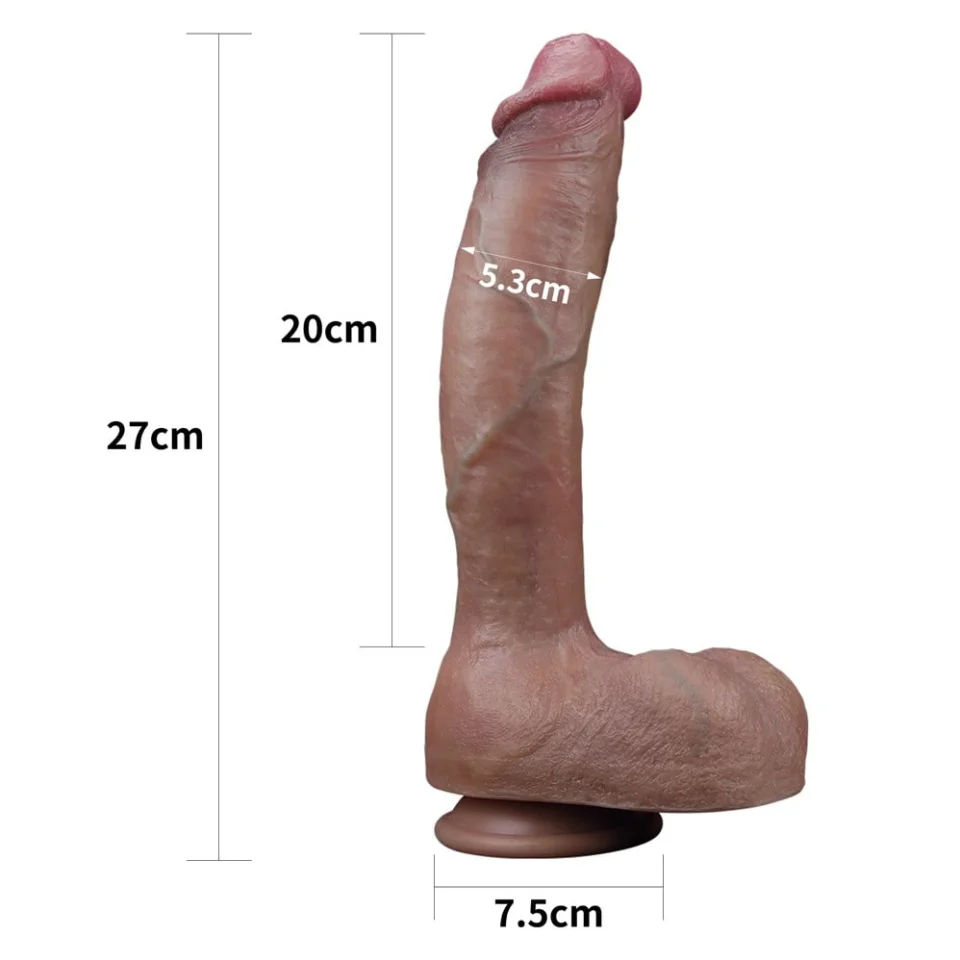 #11063 - 27 cm Yeni Nesil Çift Katmanlı Gerçekçi Kalın Dildo Penis