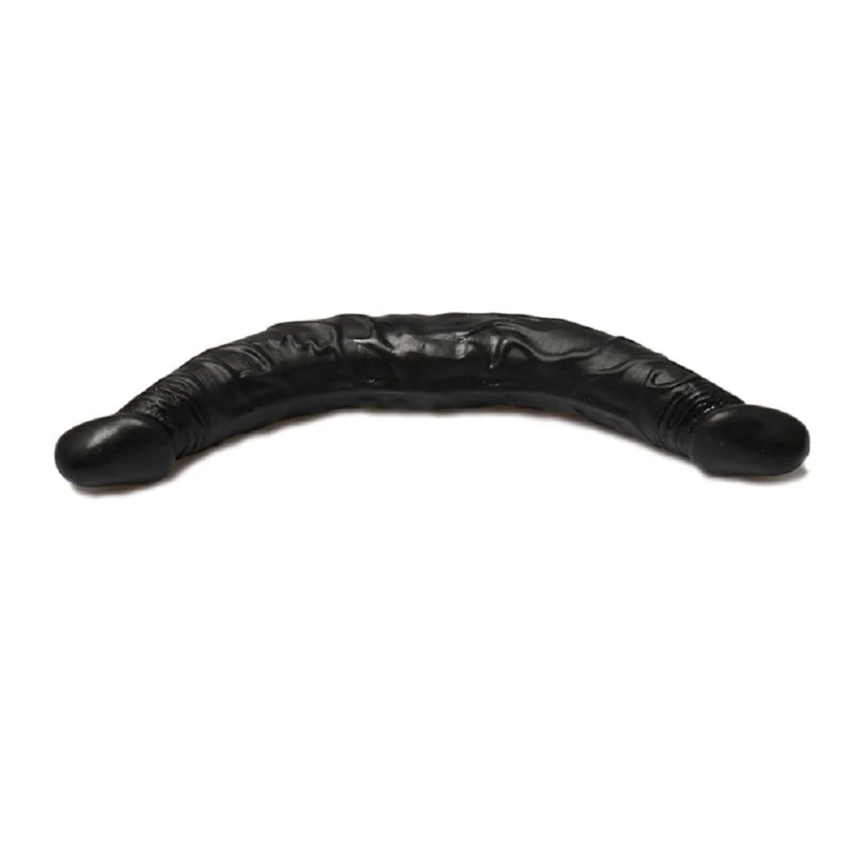 #11079 - 36 cm Çift Taraflı Realistik Zenci Dildo Anal Vajinal Penis