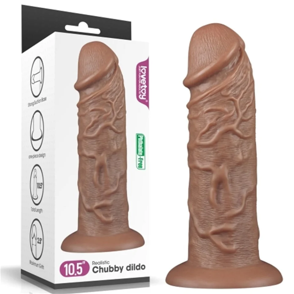 #11092 - 26,6 cm Yeni Nesil &Ccedil;ift Katmanlı Realistik Kalın Dildo Melez Penis