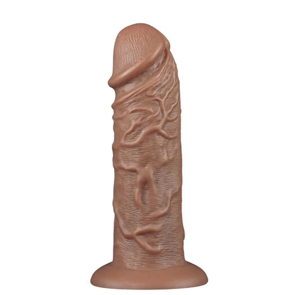 #11093 - 26,6 cm Yeni Nesil &Ccedil;ift Katmanlı Realistik Kalın Dildo Melez Penis