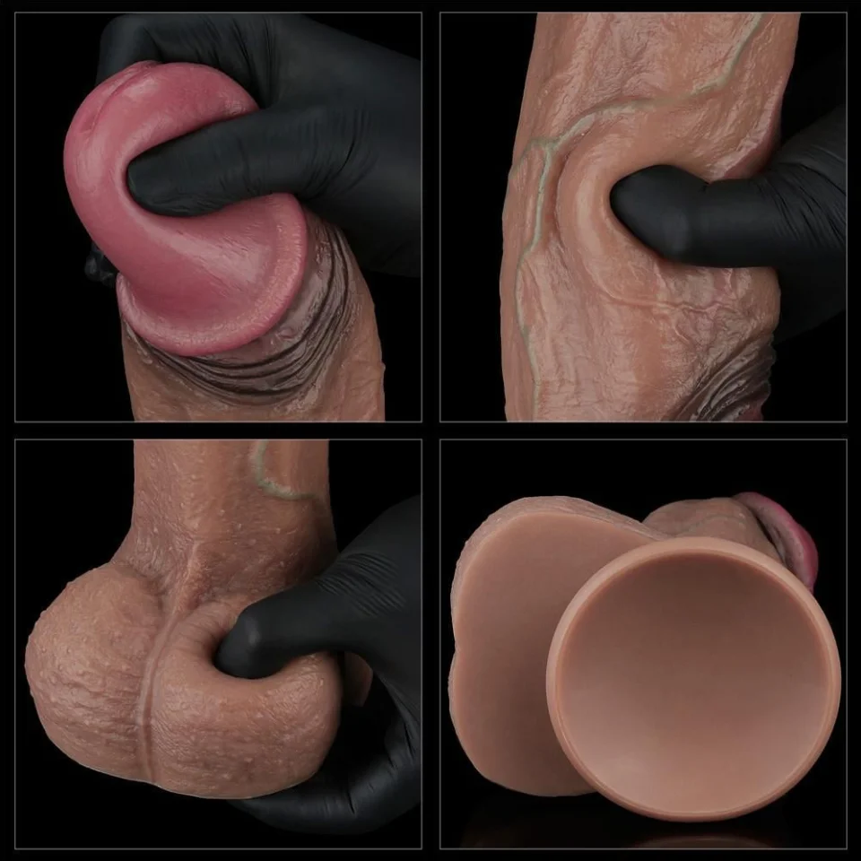 #11126 - 28 cm Yeni Nesil Çift Katmanlı Realistik Dev Kalın Melez Dildo Penis