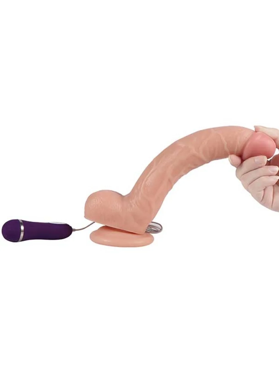 #11171 - 28 cm Kumandalı Ten Dokulu Titreşimli Büyük Dildo Vibratör