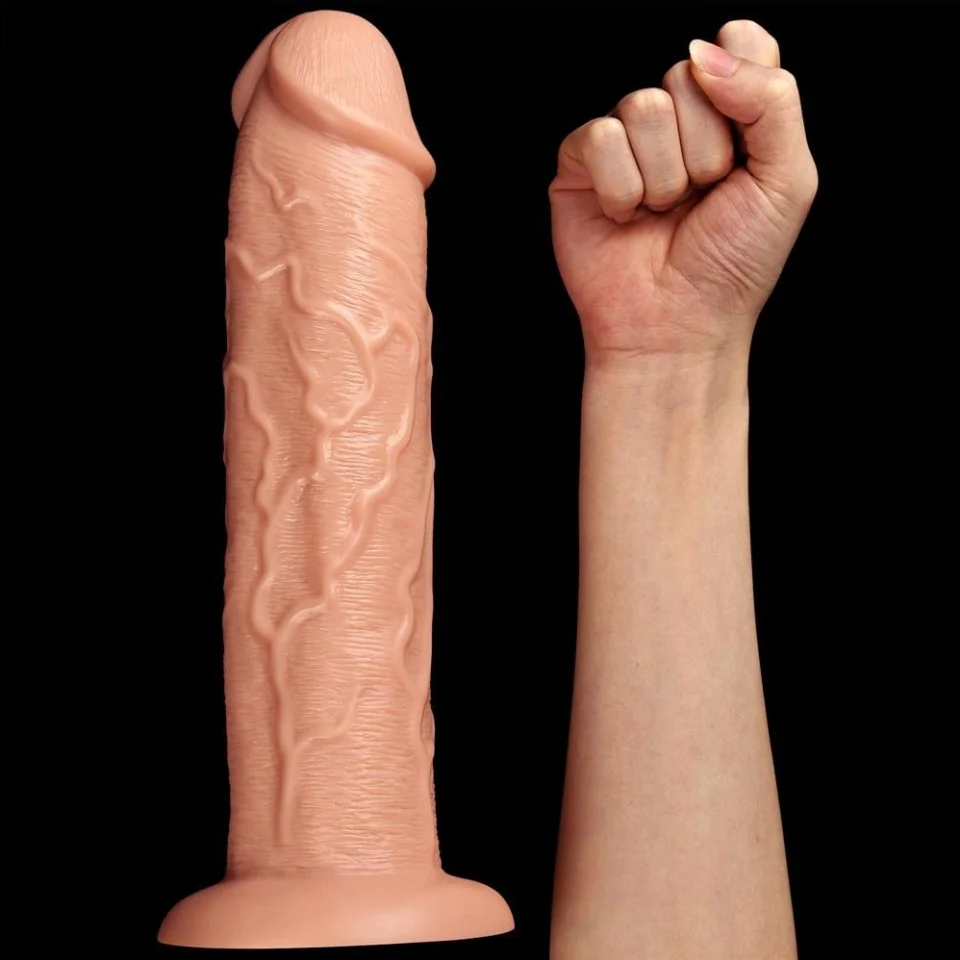 #11181 - 28 cm Ger&ccedil;ek&ccedil;i 10 Titreşimli Testissiz Dildo Vibrat&ouml;r Penis