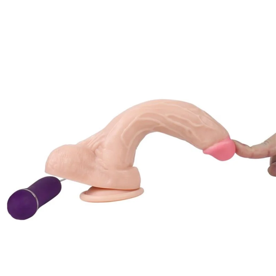 #1077 - 20,5 cm Gerçekçi Titreşimli Dildo Vibratör Penis