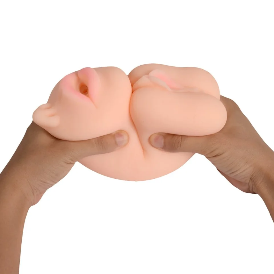#11372 - 3 Boyutlu Suni Oral Vajinal Mastürbatör Kayganlaştırıcı Hediyeli