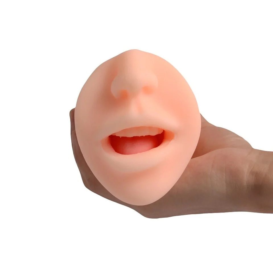 #11409 - 3 Boyutlu Suni Oral Mastürbatör Kayganlaştırıcı Hediyeli