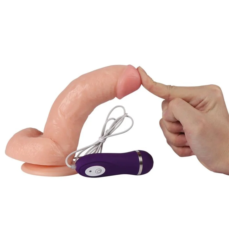 #1081 - 17,5 cm Gerçekçi Titreşimli Dildo Vibratör Penis