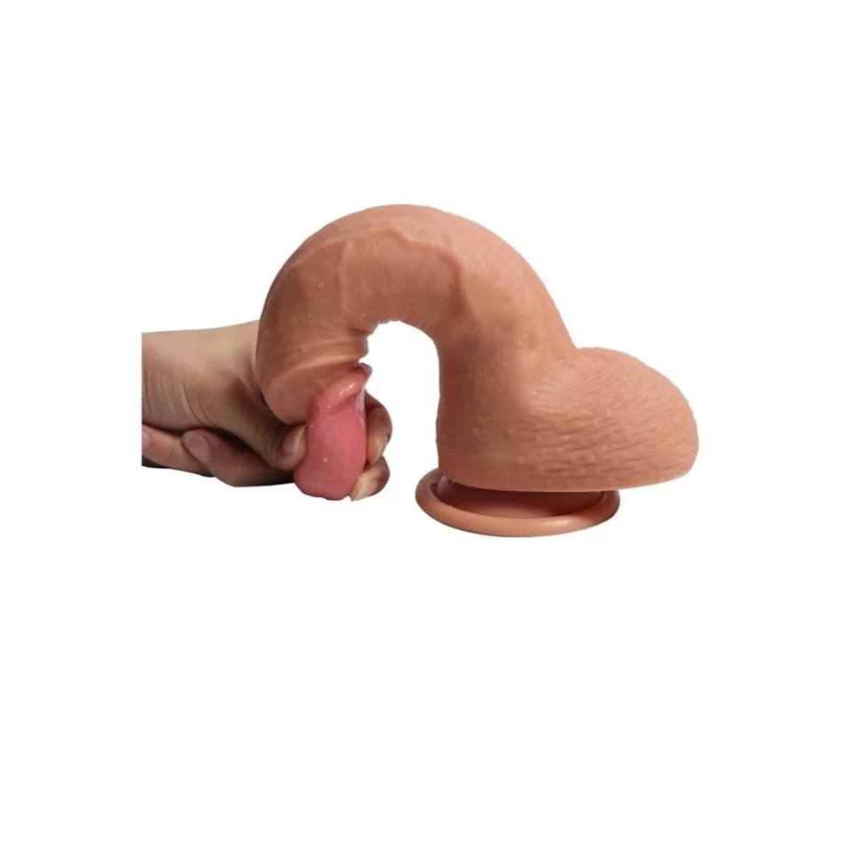 #1084 - 22 cm Gerçekçi Çift Katmanlı Silikon Dildo Penis