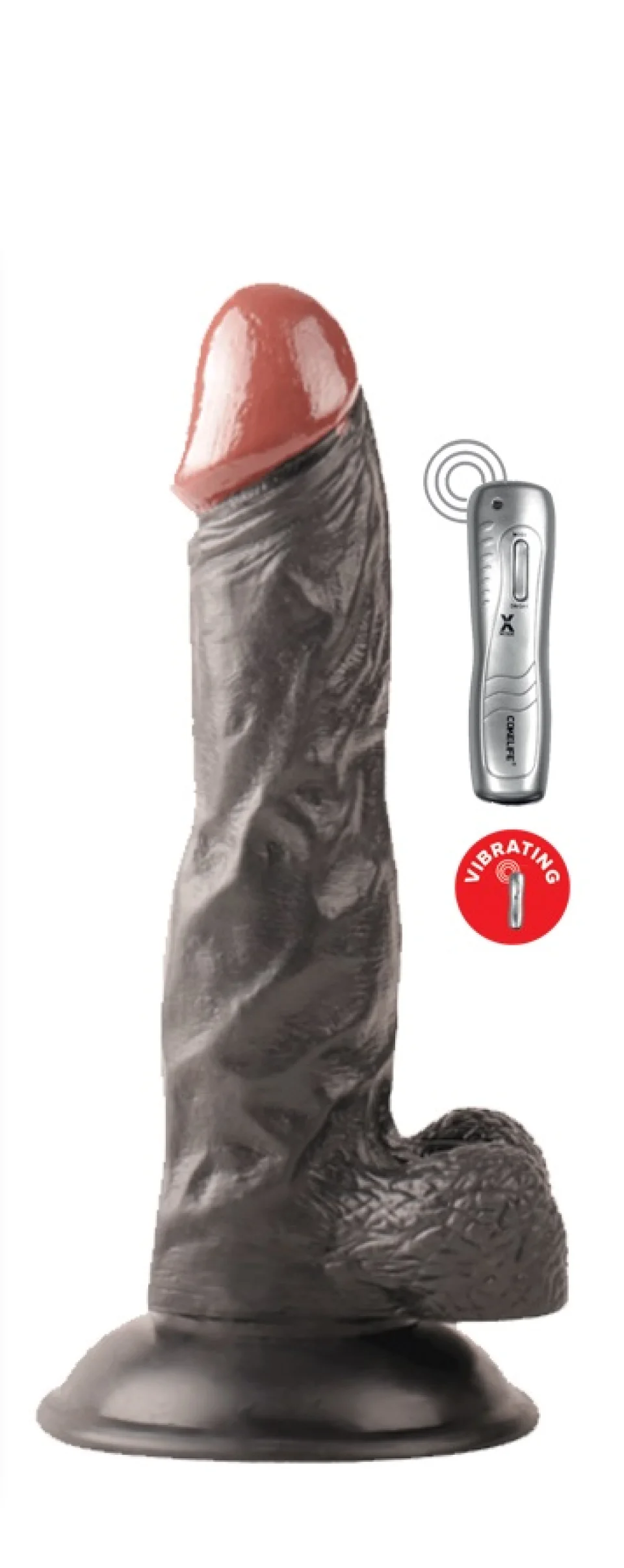 #11557 - 25 cm Siyah Kumandalı Titreşimli Realistik Dildo Vibratör