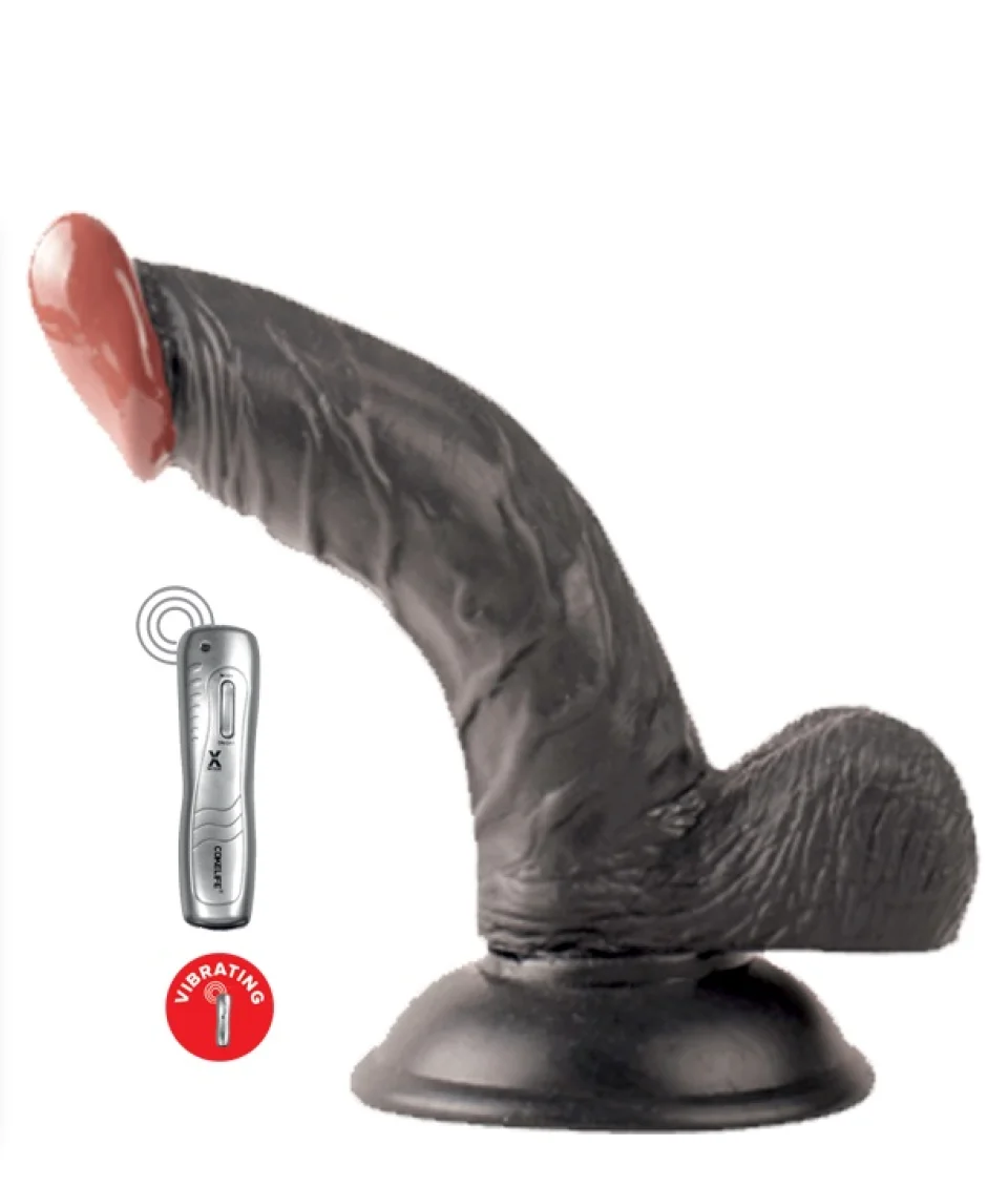 #11560 - 16 cm Siyah Kumandalı Titreşimli Realistik Dildo Vibratör