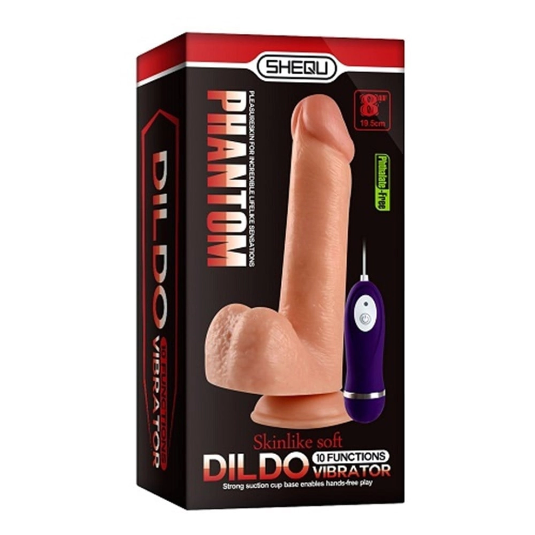#12545 - 19,5 cm Gerçekçi Titreşimli Dildo Vibratör Penis - Phantom