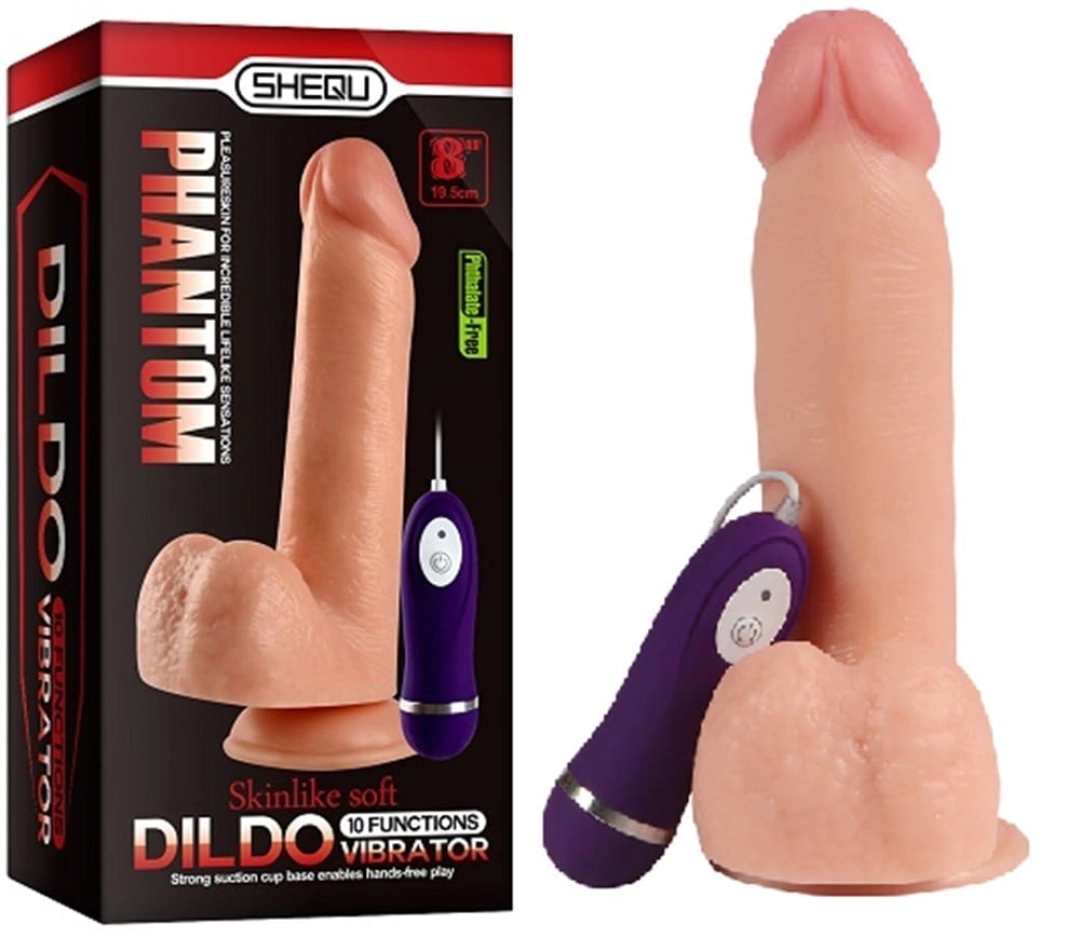 #12546 - 19,5 cm Gerçekçi Titreşimli Dildo Vibratör Penis - Phantom