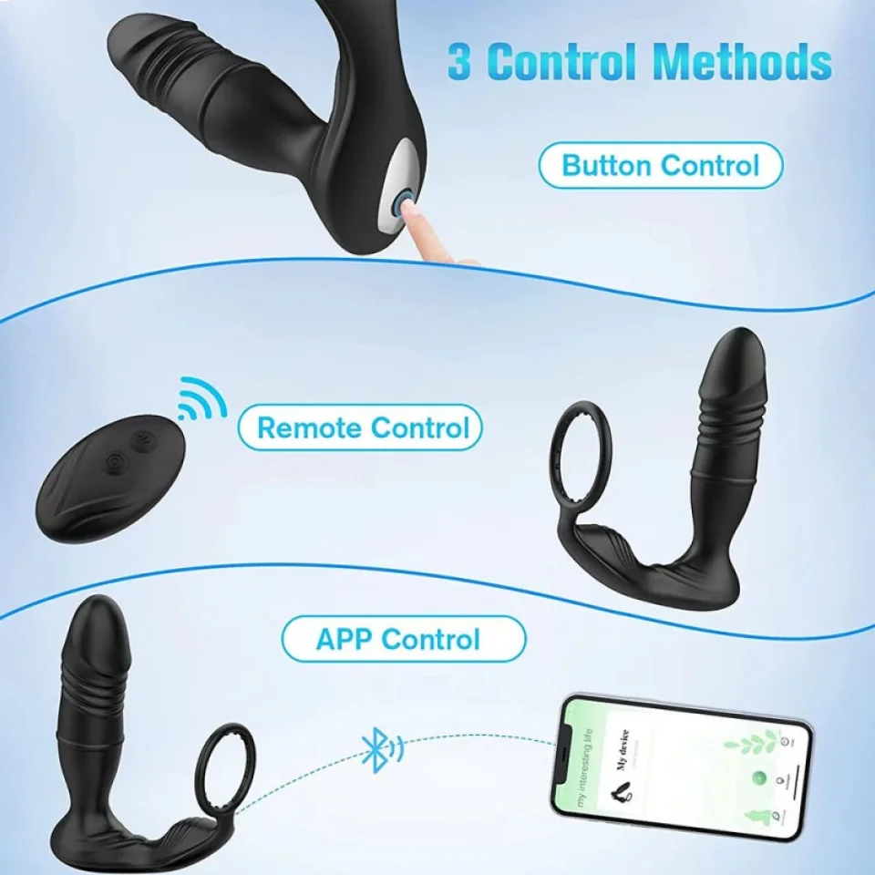 #11683 - Vomentrend Titreşimli App Controllü Penis Halkalı İleri Geri Hareketli Anal Plug