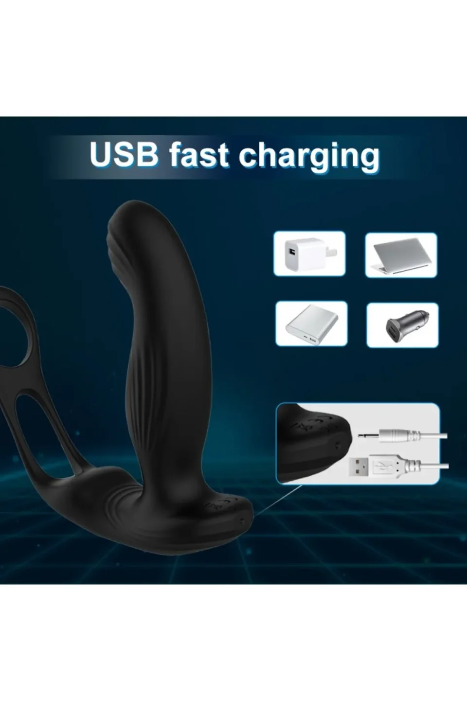#11707 - Vomentrend Isıtmalı Usb Şarjlı Penis Halkalı Anal G Spot Titreşimli Vibratör - Keyifli ve Rahatlatıcı Deneyim