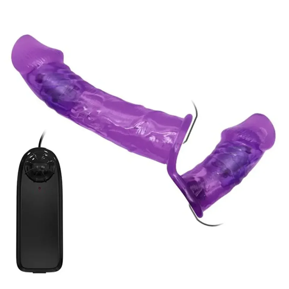 #11718 - Belden Bağlanmalı Çift Başlı Çift Motorlu Strap-on Vibratör