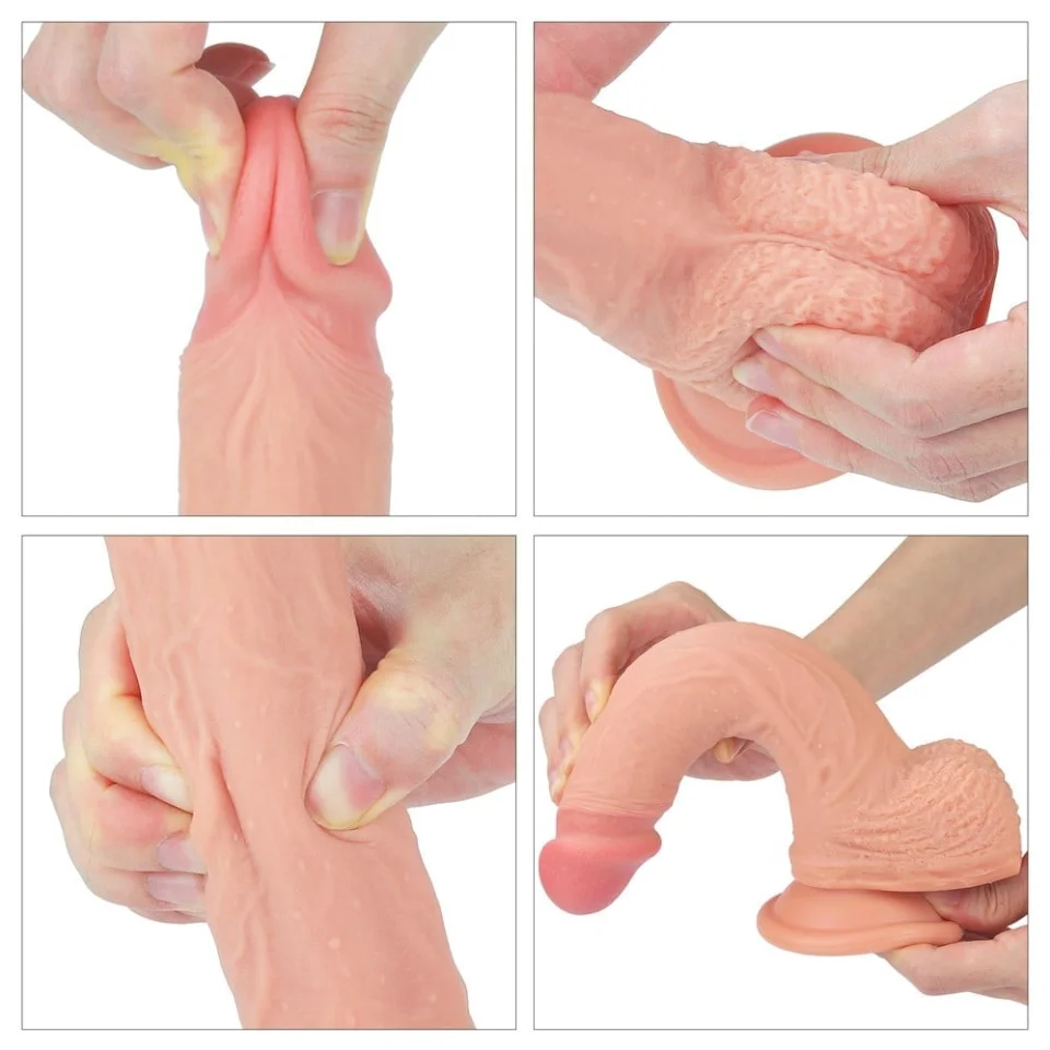 #1135 - 22 cm Gerçekçi Çift Katmanlı Silikon Penis