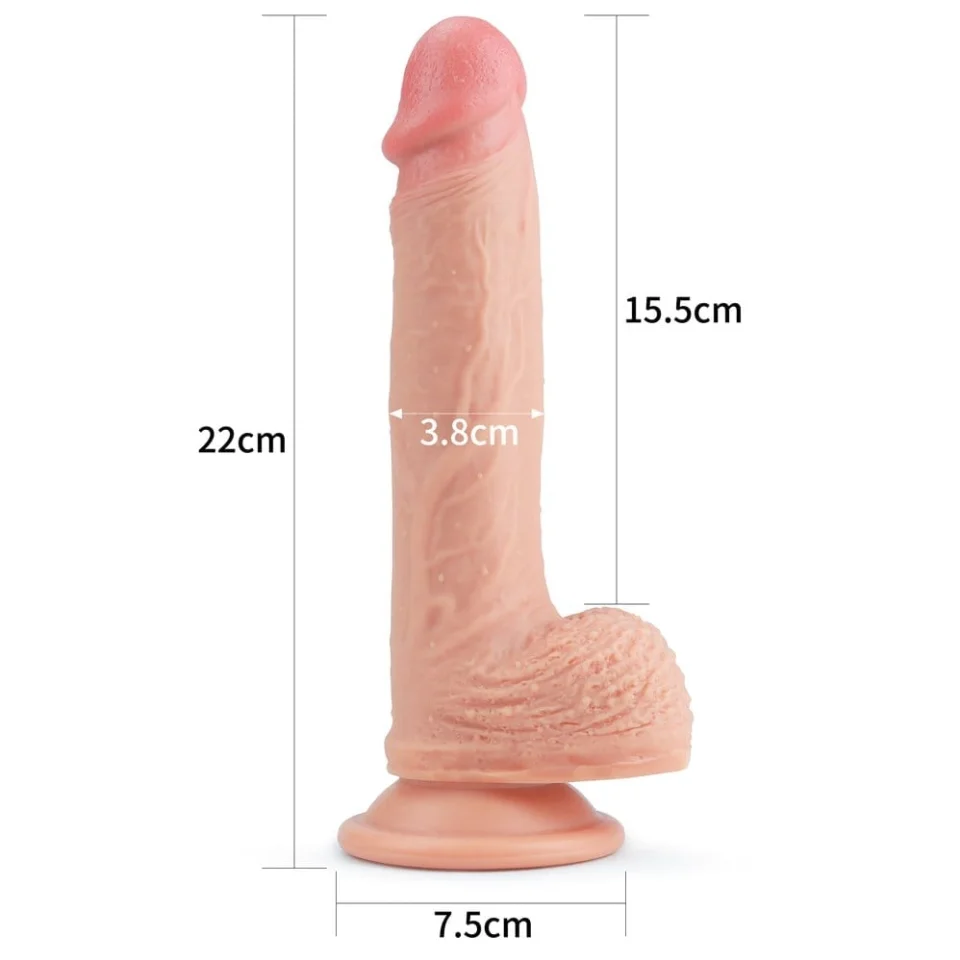 #1139 - 22 cm Gerçekçi Çift Katmanlı Silikon Penis