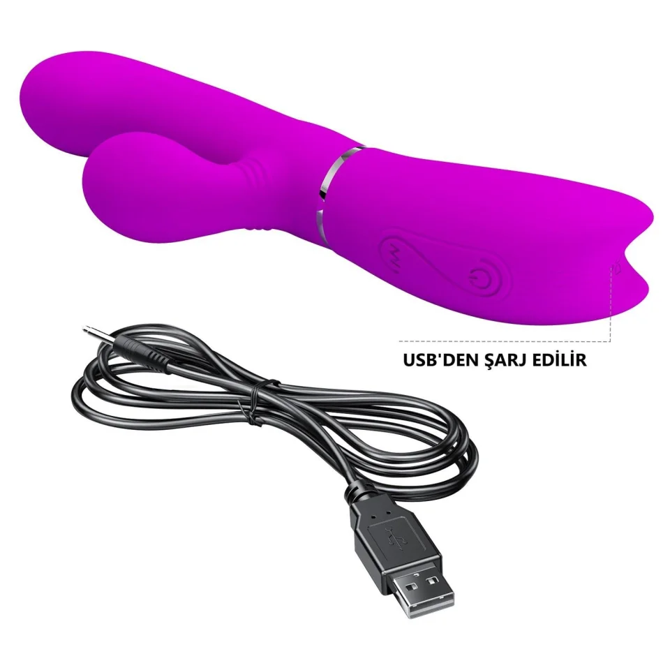 #11827 - USB Şarjlı 12 Titreşim ve Klitoris Dil Uyarım Fonksiyonlu Vibratör