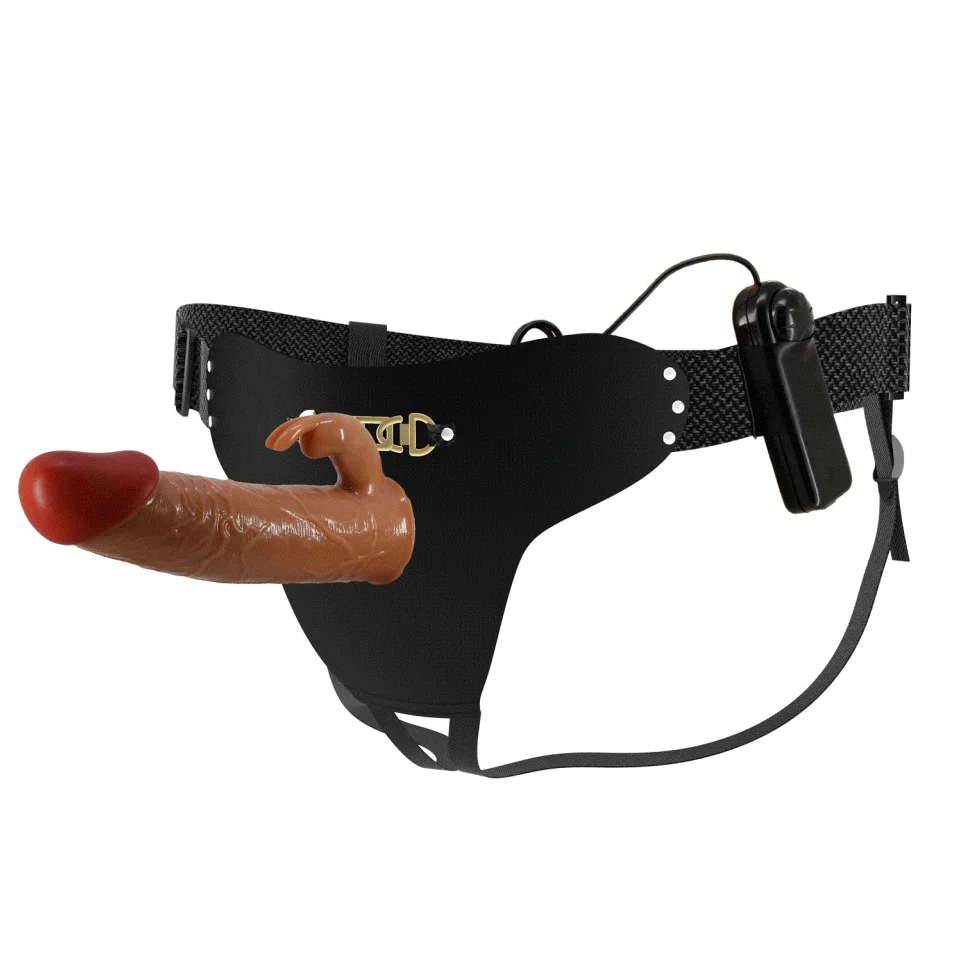#11828 - 19 cm Belden Bağlamalı İçi Boş Titreşimli Testissiz Protez Melez Penis