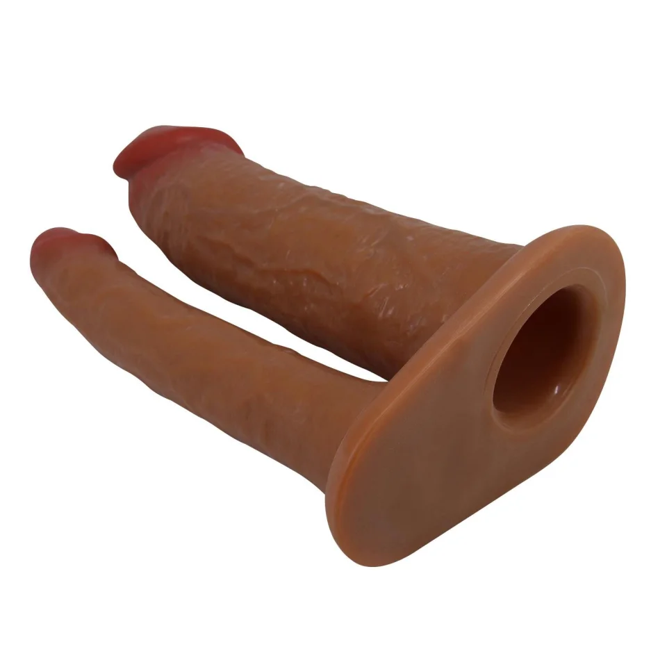 #11852 - 4 cm Dolgulu İçi Boş Belden Bağlamalı Çift Dildo Strapon