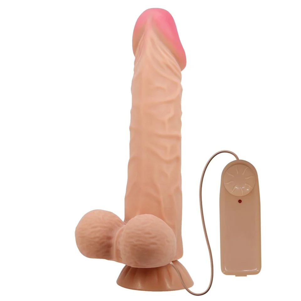 #95 - 24cm Kıkırdaklı Çift Katmanlı Gerçekçi Titreşimli Dildo Vibratör Penis