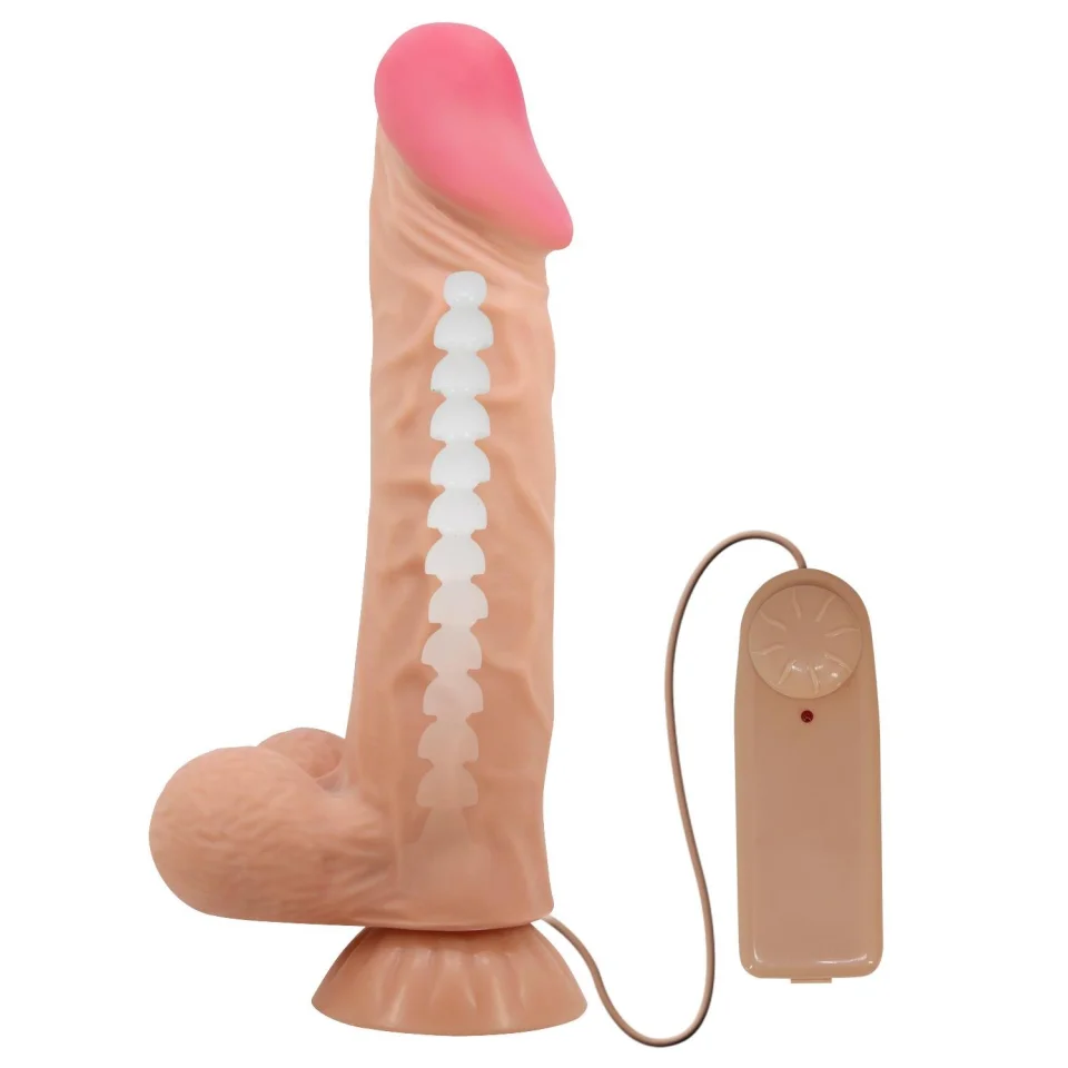 #97 - 24cm Kıkırdaklı Çift Katmanlı Gerçekçi Titreşimli Dildo Vibratör Penis