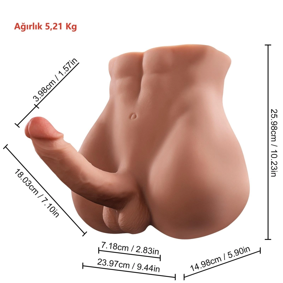 #12597 - Realistik İleri Geri Hareketli 18cm Penisli Anal Girişli Erkek Vücut