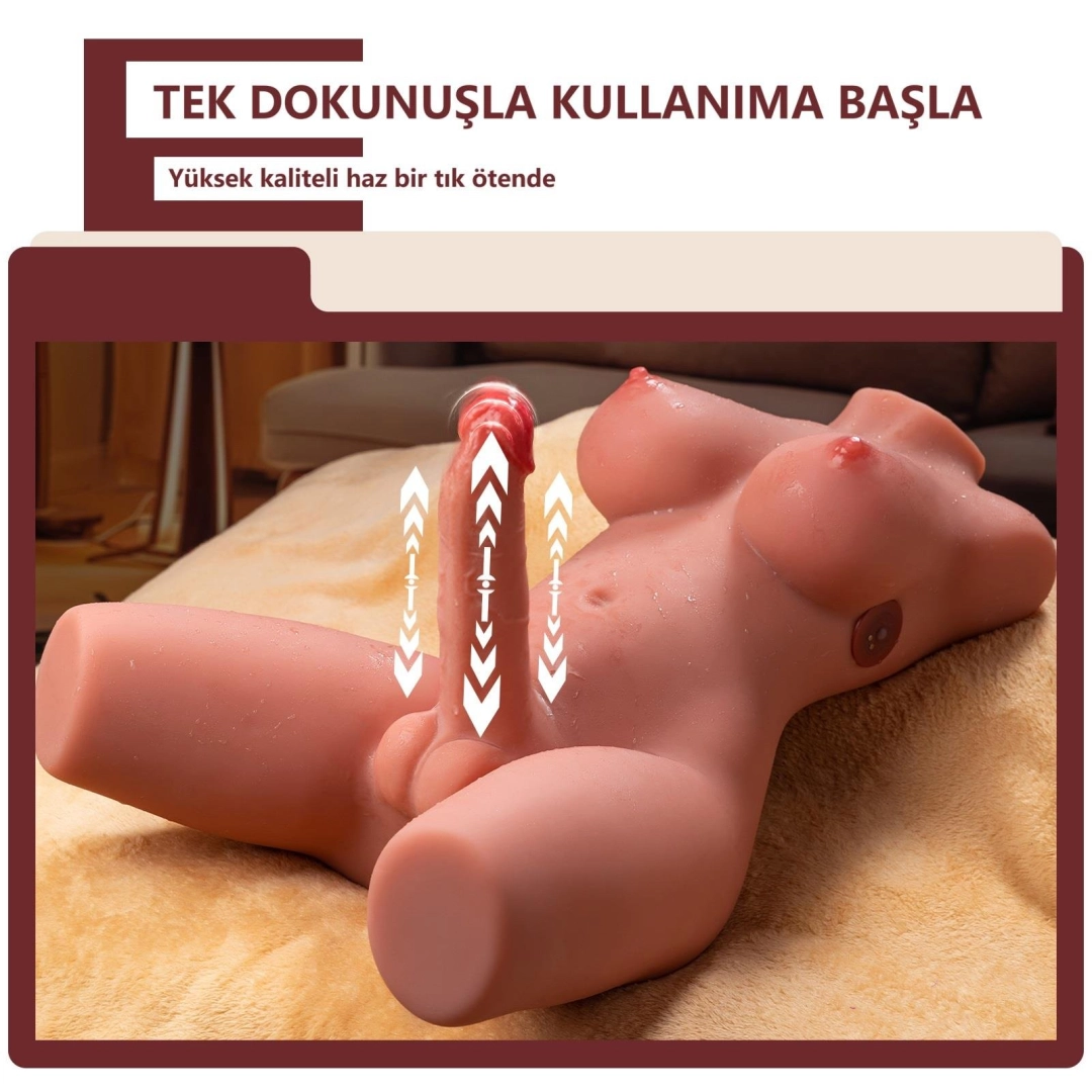 #12634 - Realistik İleri Geri Hareketli 17 cm Penisli Anal Girişli Bayan Vücut