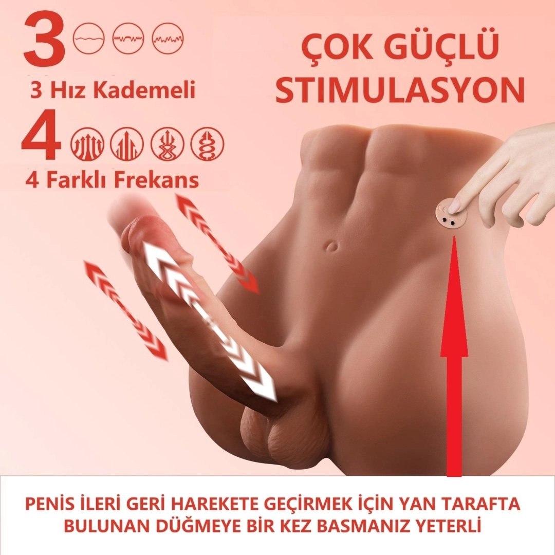 #12604 - Realistik İleri Geri Hareketli 18cm Penisli Anal Girişli Erkek Vücut
