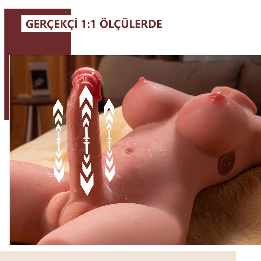 #12637 - Realistik İleri Geri Hareketli 17 cm Penisli Anal Girişli Bayan Vücut