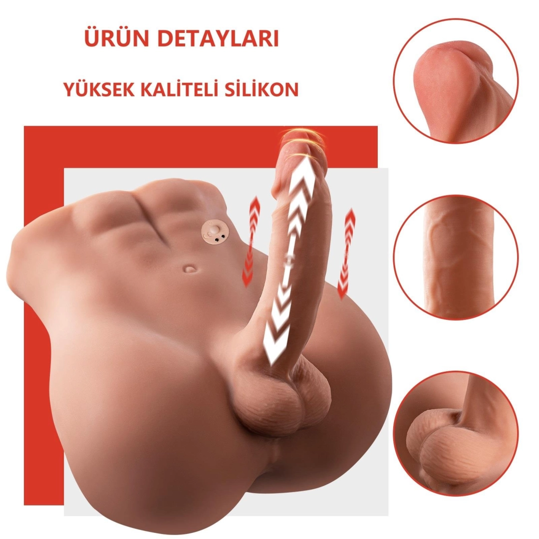 #12607 - Realistik İleri Geri Hareketli 18cm Penisli Anal Girişli Erkek Vücut