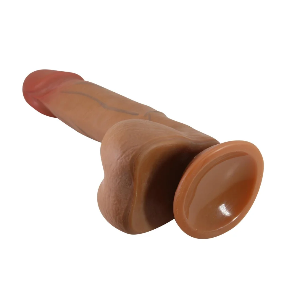 #11877 - Belden Bağlamalı 21,8 cm Et Dokulu Gerçekçi Silikon Melez Dildo