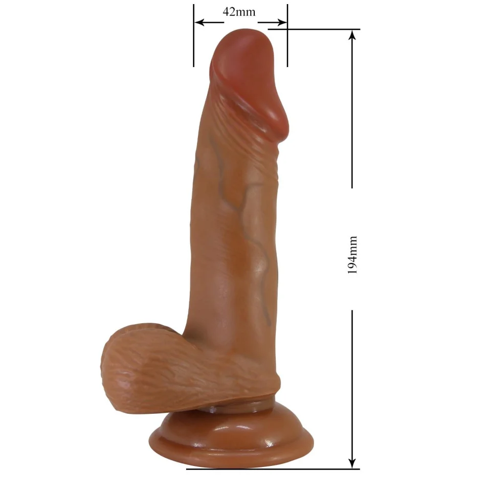 #11883 - 19,4 cm Et Dokulu Gerçekçi Çift Katmanlı Silikon Melez Penis Dildo