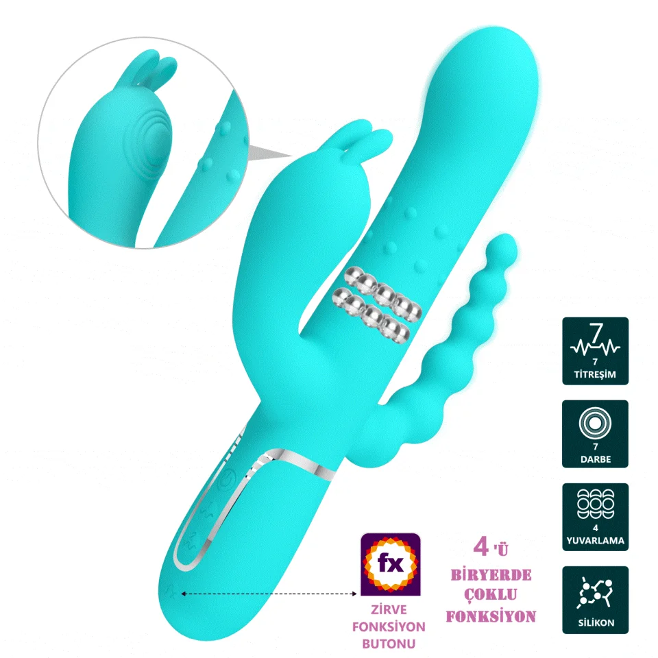 #11920 - Manyetik Şarjlı Oynar Gövdeli Klitoral & Anal Uyarıcılı Vibratör