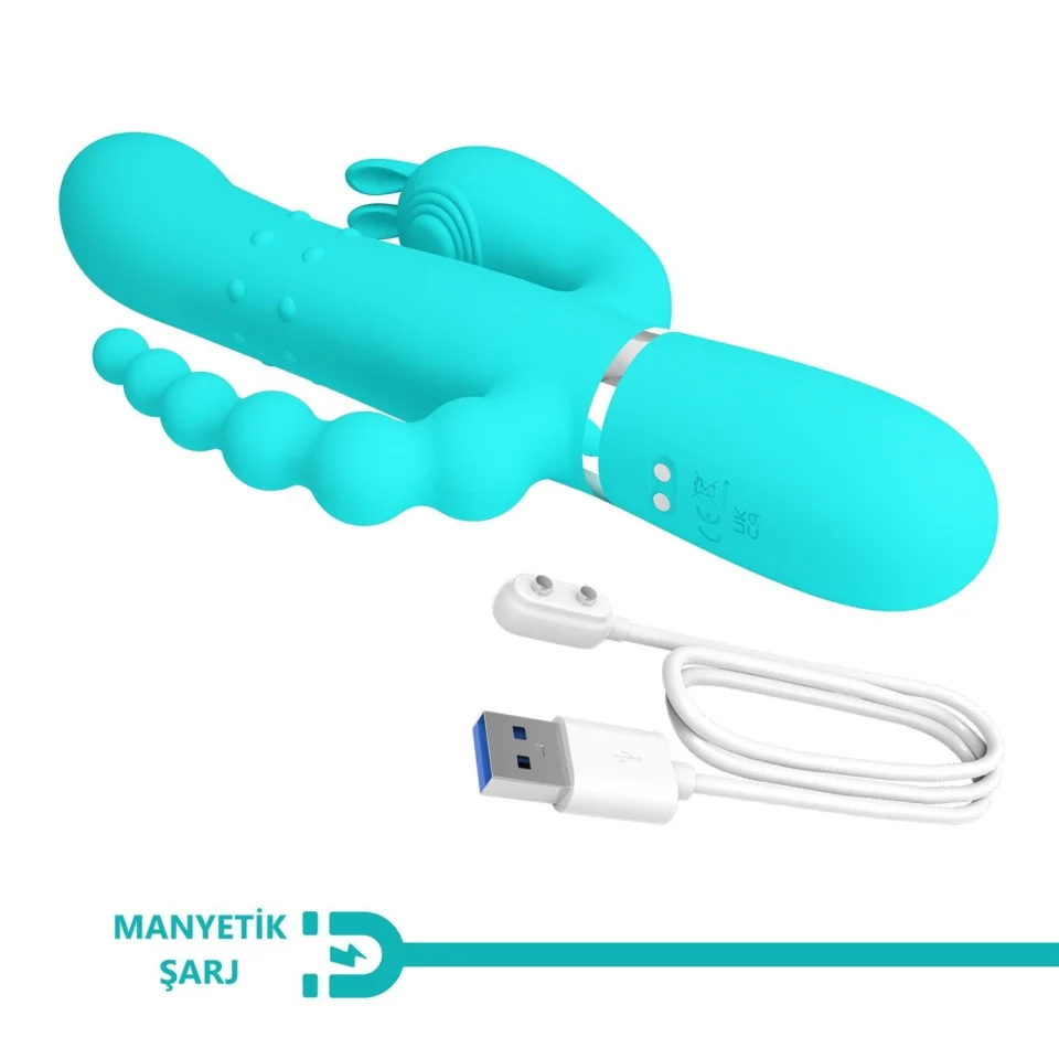 #11924 - Manyetik Şarjlı Oynar Gövdeli Klitoral & Anal Uyarıcılı Vibratör