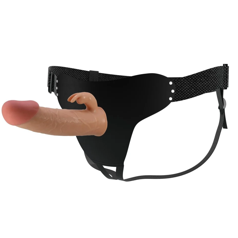 #11942 - 19 cm Belden Bağlamalı İçi Boş Klitoris Uyarıcılı Protez Penis Dildo