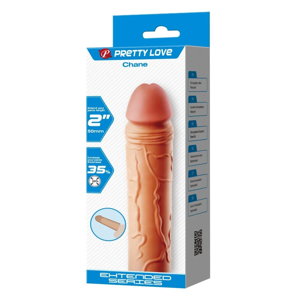 #11966 - 5 cm Dolgulu Premium Ten Rengi Silikon Penis Kılıfı - Chane