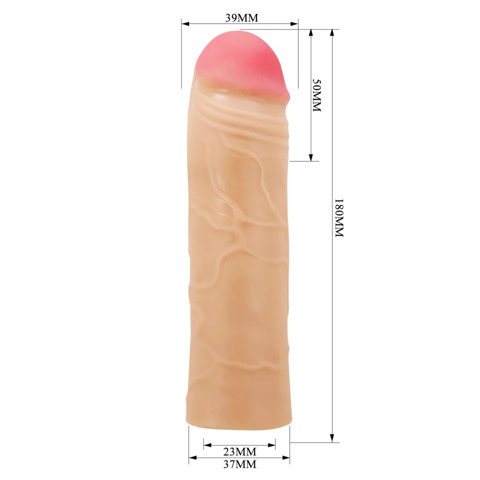 #11967 - 5 cm Dolgulu Premium Ten Rengi Silikon Penis Kılıfı - Chane