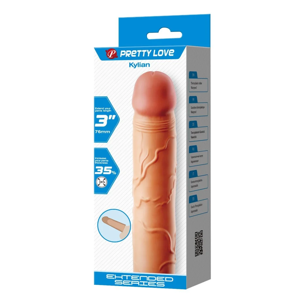 #11975 - 7,6 cm Dolgulu Premium Ten Rengi Silikon Penis Kılıfı - Kylian