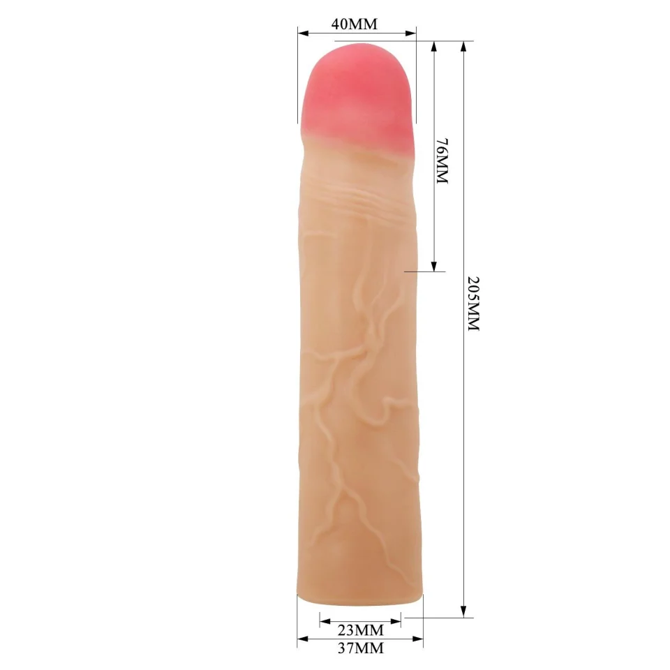 #11974 - 7,6 cm Dolgulu Premium Ten Rengi Silikon Penis Kılıfı - Kylian