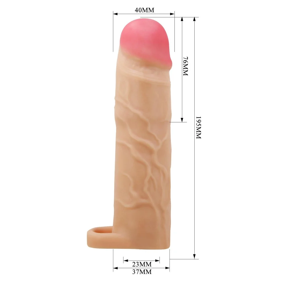 #11979 - 7,6 cm Dolgulu Premium Ten Rengi Silikon Kemerli Penis Kılıfı - Gerd