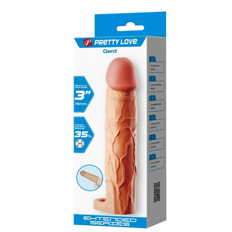 #11981 - 7,6 cm Dolgulu Premium Ten Rengi Silikon Kemerli Penis Kılıfı - Gerd