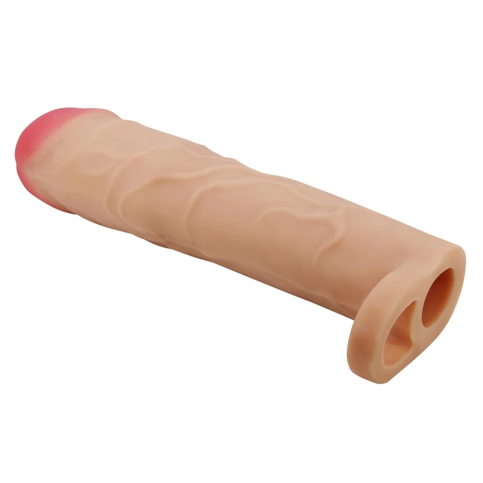 #11982 - 7,6 cm Dolgulu Premium Ten Rengi Silikon Kemerli Penis Kılıfı - Gerd
