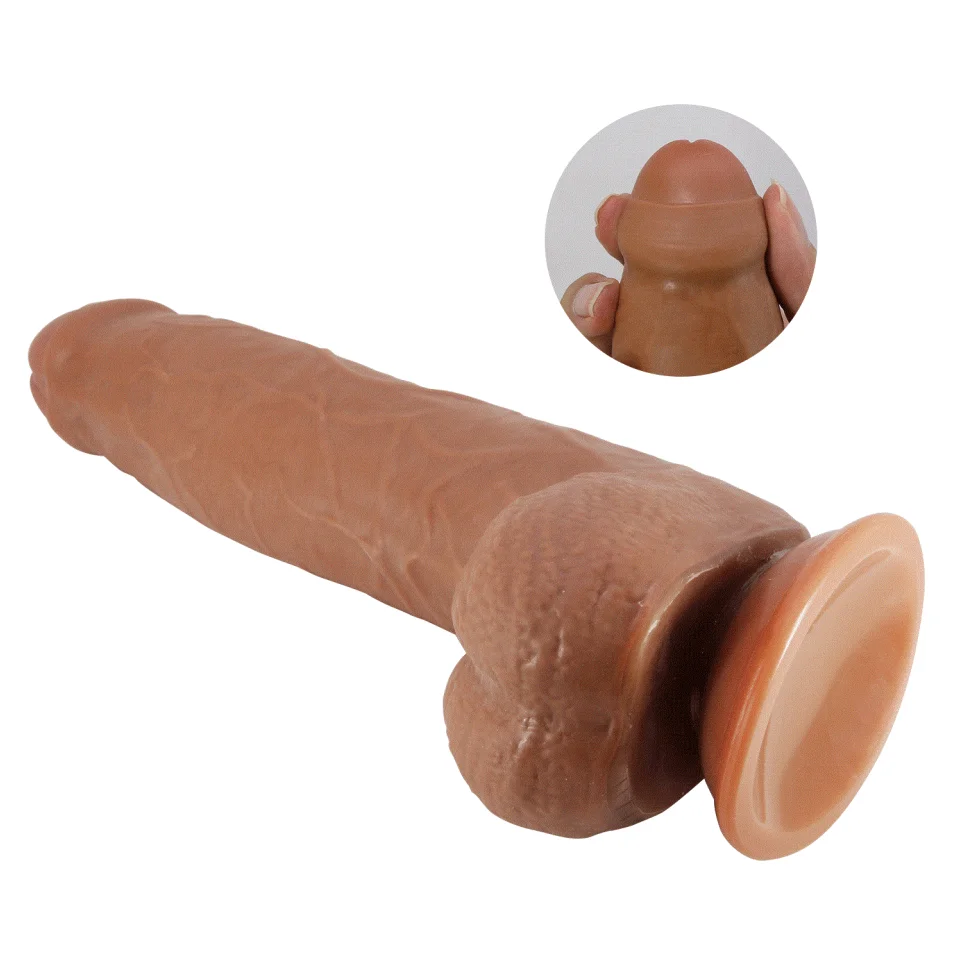 #11990 - 23,3 cm Yeni Nesil Çift Katmanlı Realistik Vantuzlu Dildo Penis