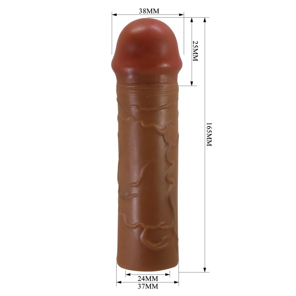 #12031 - 2,5 cm Dolgulu Premium Melez Rengi Silikon Penis Kılıfı - Nile